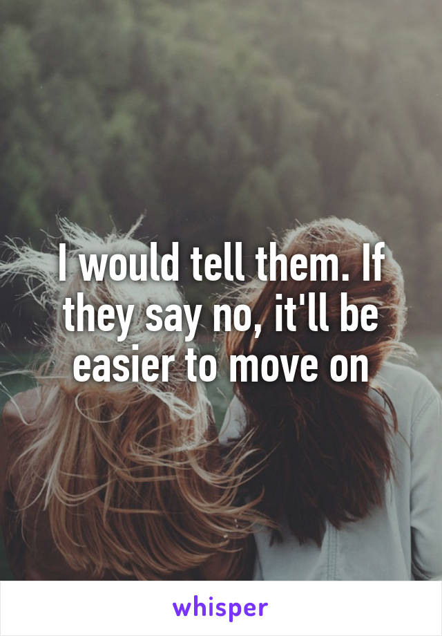 I would tell them. If they say no, it'll be easier to move on