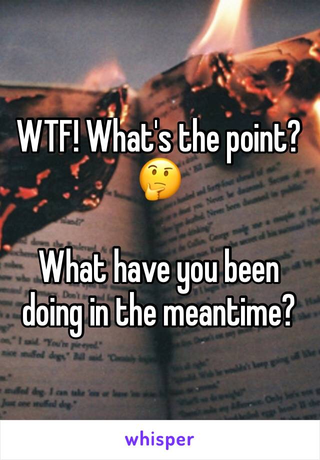 WTF! What's the point? 🤔 

What have you been doing in the meantime?
