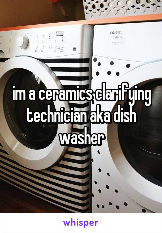 im a ceramics clarifying technician aka dish washer