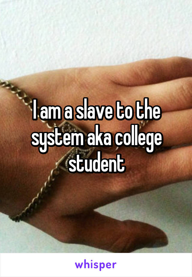 I am a slave to the system aka college student