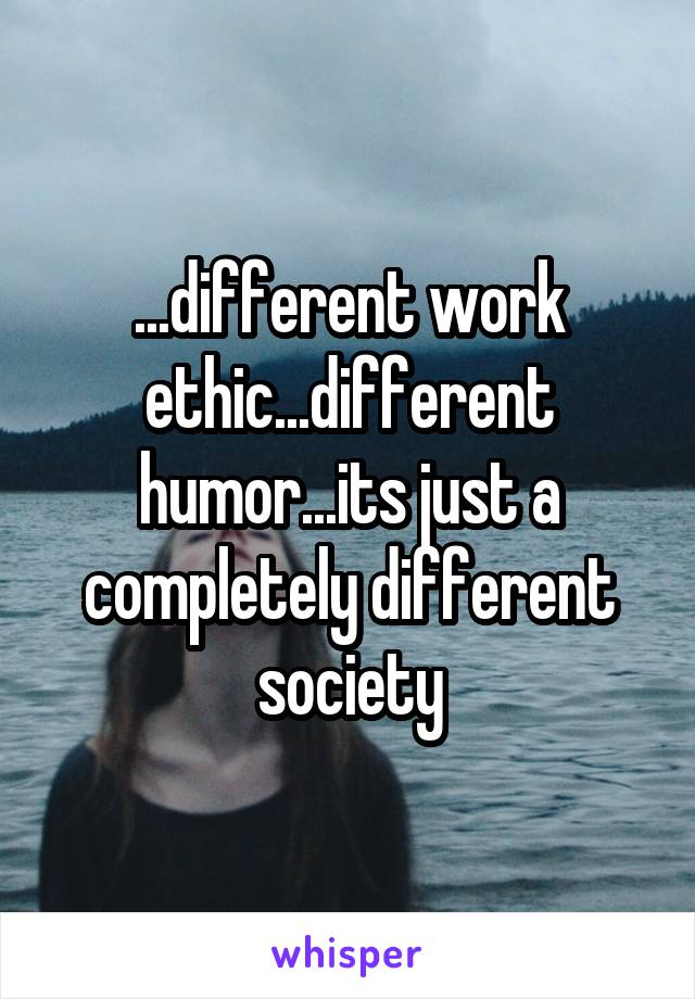 ...different work ethic...different humor...its just a completely different society