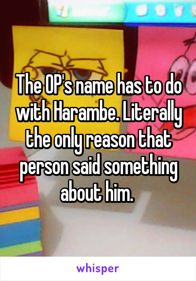 The OP's name has to do with Harambe. Literally the only reason that person said something about him. 