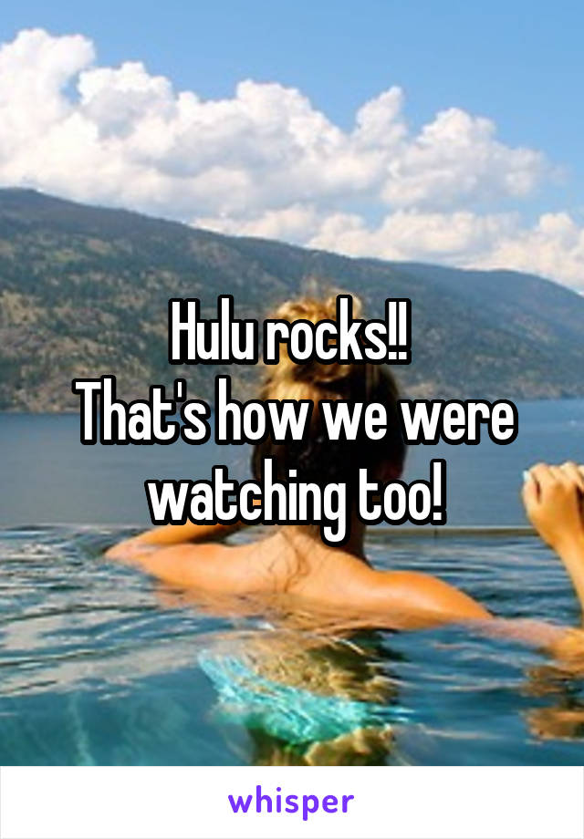 Hulu rocks!! 
That's how we were watching too!