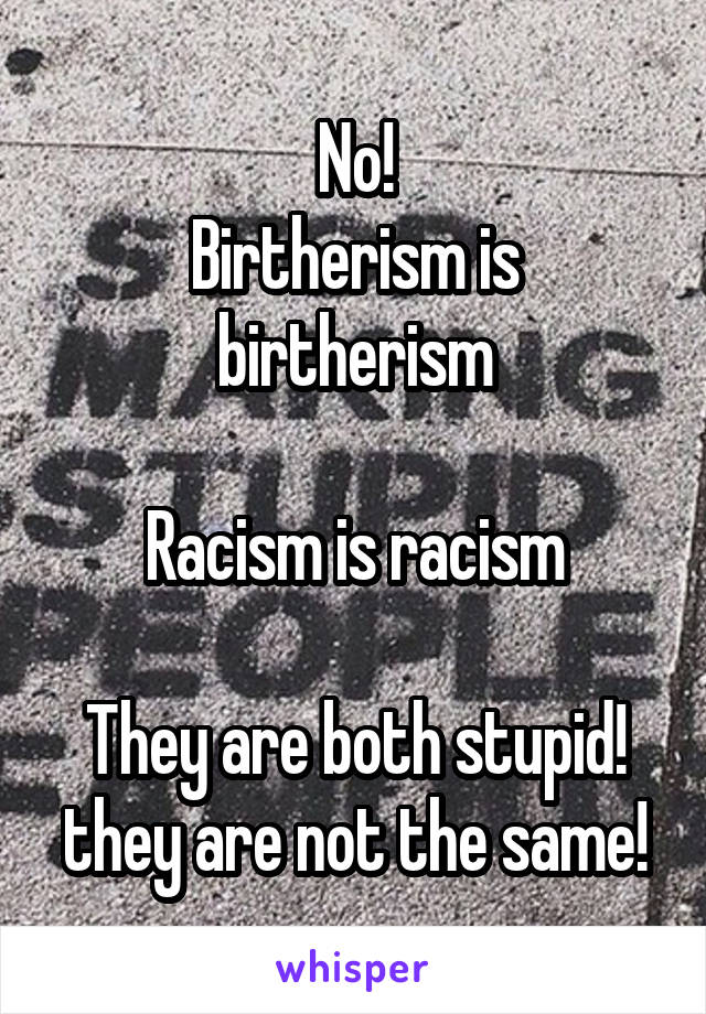 No!
Birtherism is birtherism

Racism is racism

They are both stupid! they are not the same!