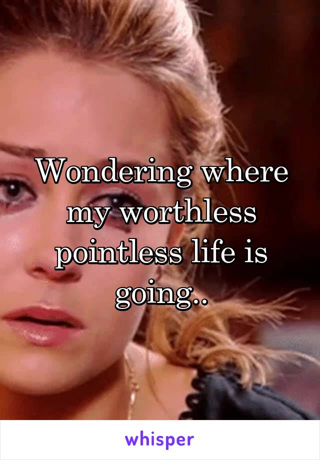 Wondering where my worthless pointless life is going..