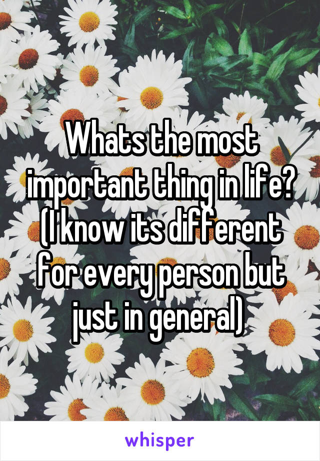 Whats the most important thing in life? (I know its different for every person but just in general) 