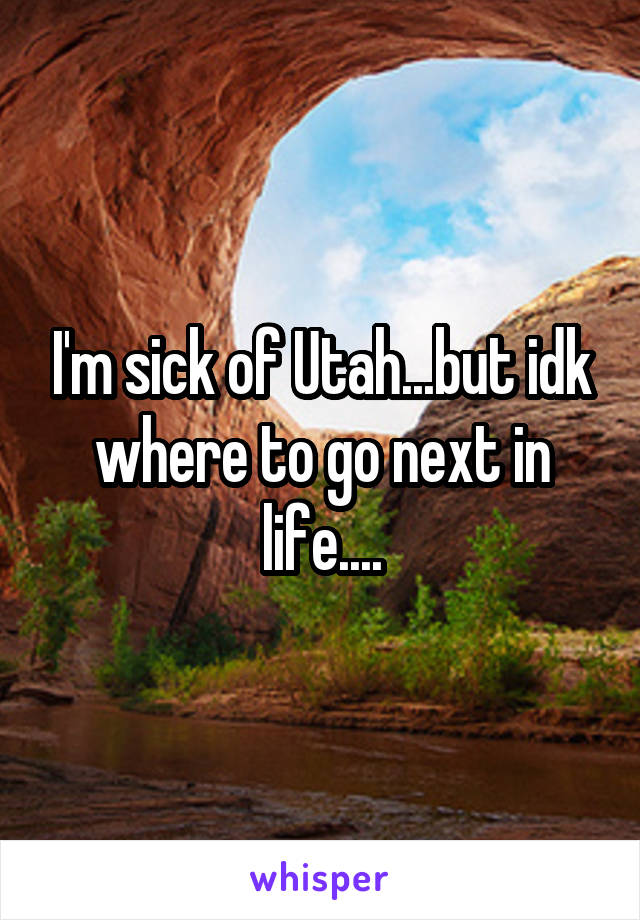 I'm sick of Utah...but idk where to go next in life....