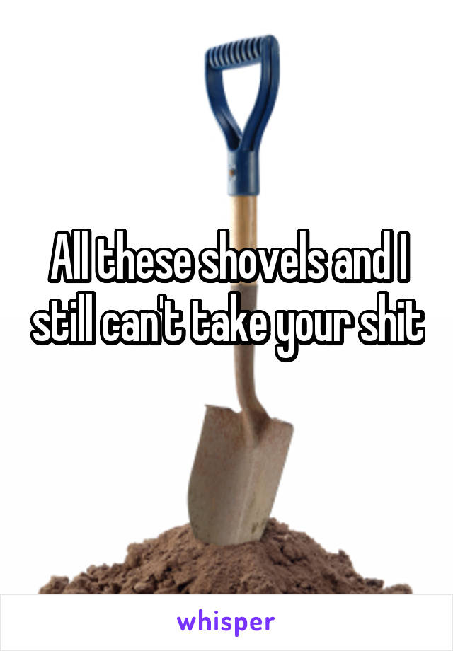 All these shovels and I still can't take your shit 