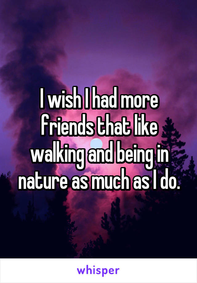 I wish I had more friends that like walking and being in nature as much as I do.