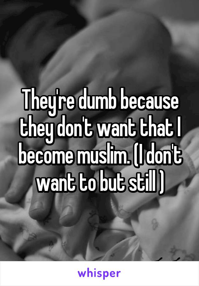 They're dumb because they don't want that I become muslim. (I don't want to but still )