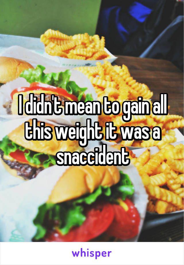 I didn't mean to gain all this weight it was a snaccident