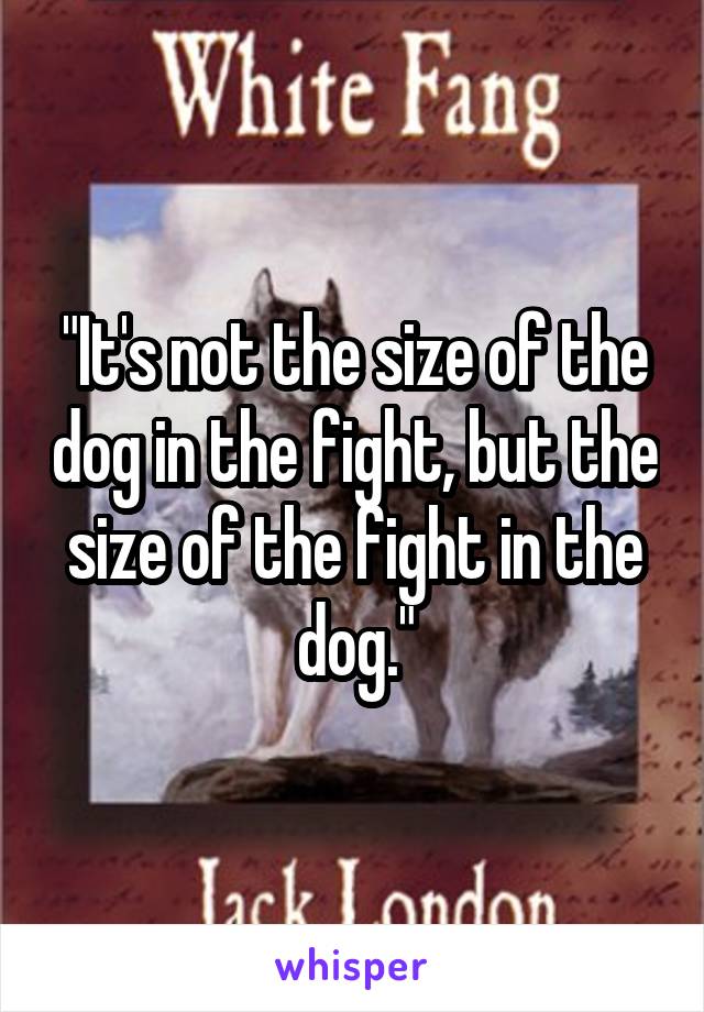 "It's not the size of the dog in the fight, but the size of the fight in the dog."