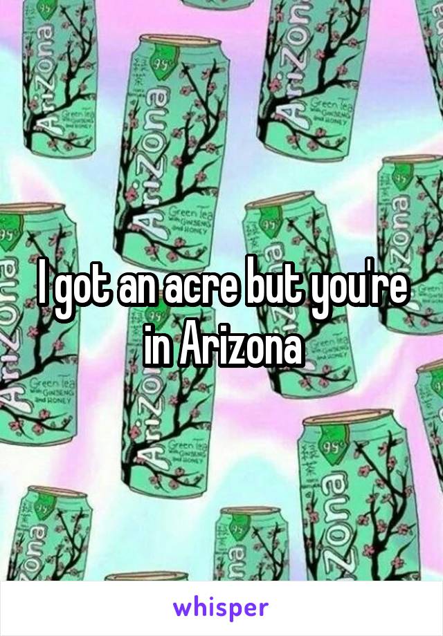 I got an acre but you're in Arizona