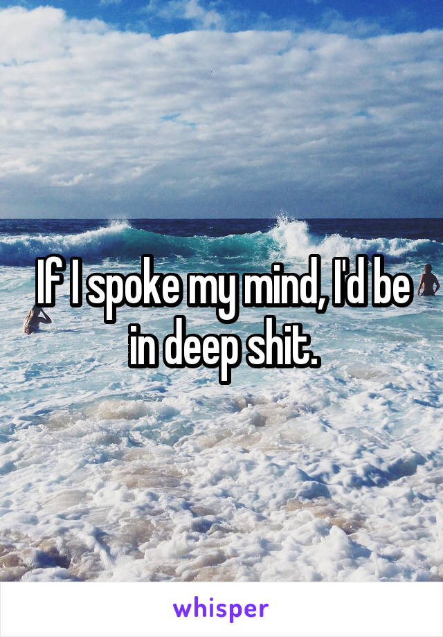 If I spoke my mind, I'd be in deep shit.