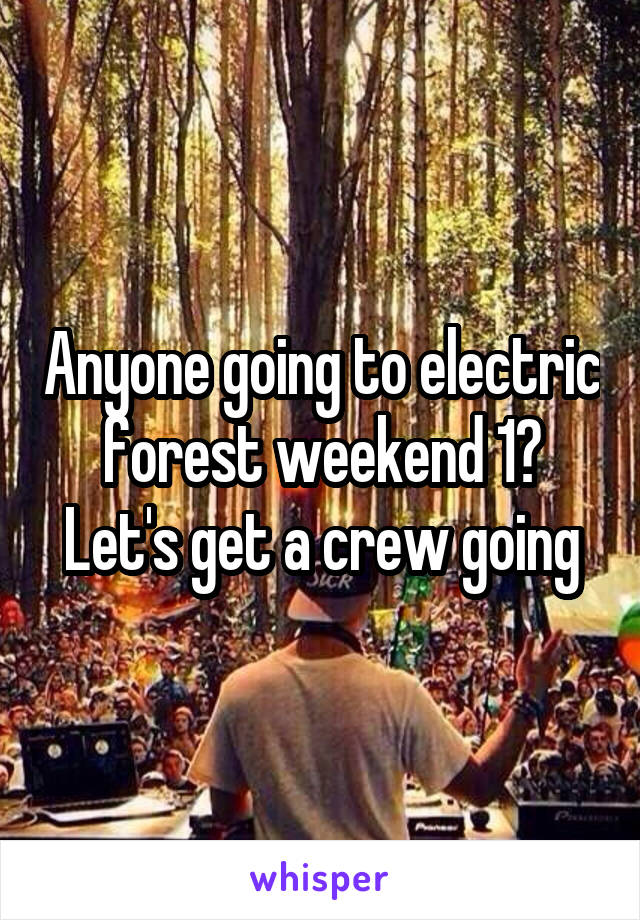 Anyone going to electric forest weekend 1? Let's get a crew going