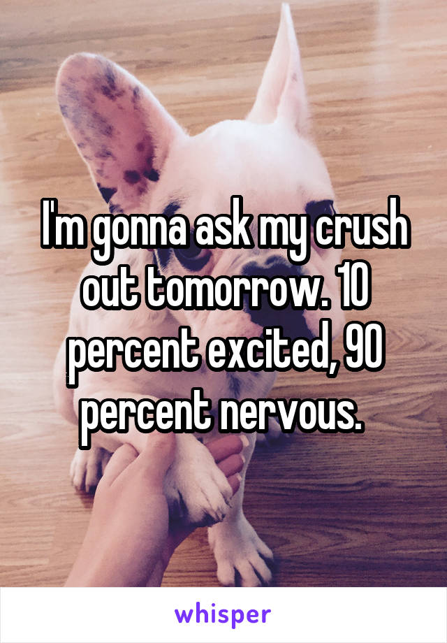 I'm gonna ask my crush out tomorrow. 10 percent excited, 90 percent nervous. 