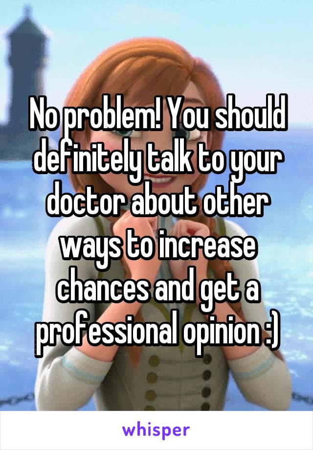 No problem! You should definitely talk to your doctor about other ways to increase chances and get a professional opinion :)