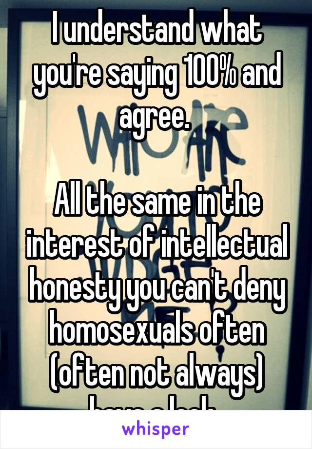 I understand what you're saying 100% and agree. 

All the same in the interest of intellectual honesty you can't deny homosexuals often (often not always) have a look. 