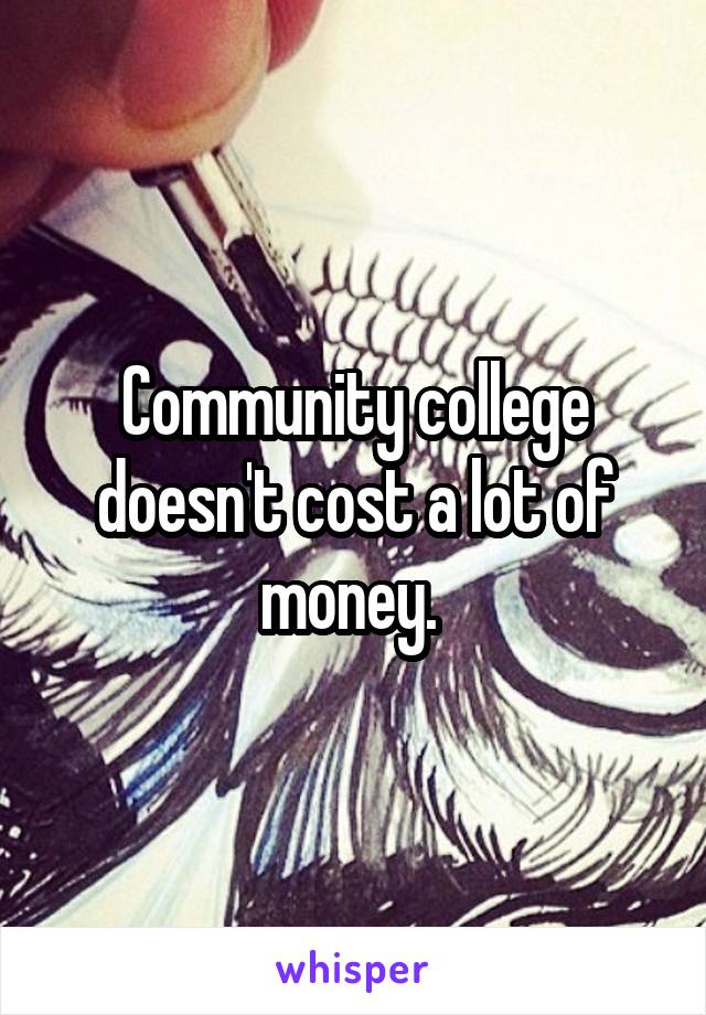 Community college doesn't cost a lot of money. 