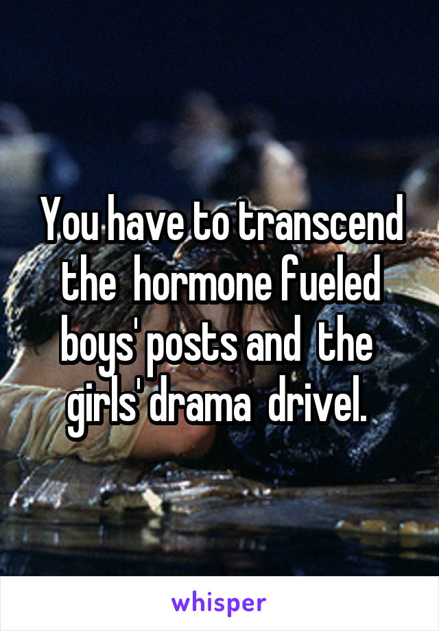 You have to transcend the  hormone fueled boys' posts and  the  girls' drama  drivel. 
