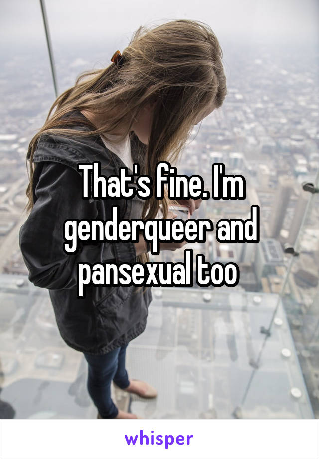 That's fine. I'm genderqueer and pansexual too 