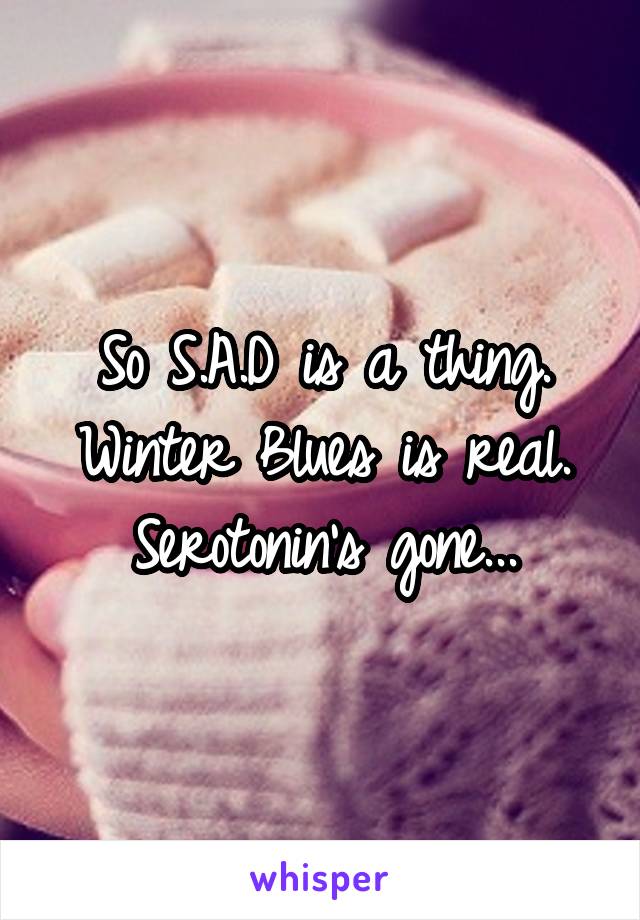 So S.A.D is a thing. Winter Blues is real. Serotonin's gone...