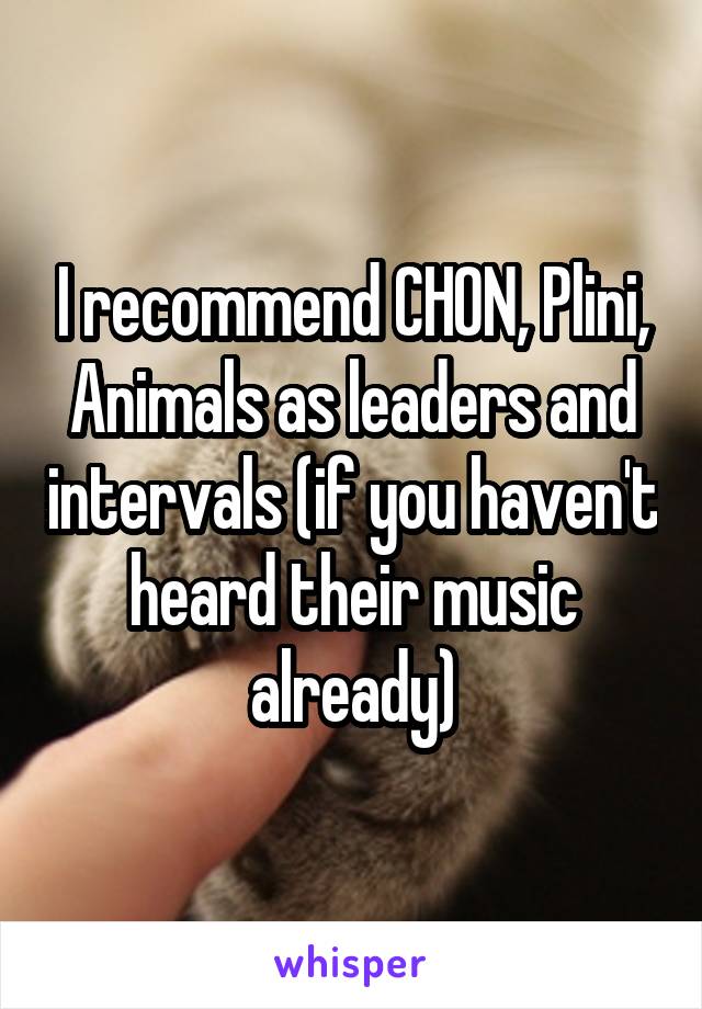 I recommend CHON, Plini, Animals as leaders and intervals (if you haven't heard their music already)