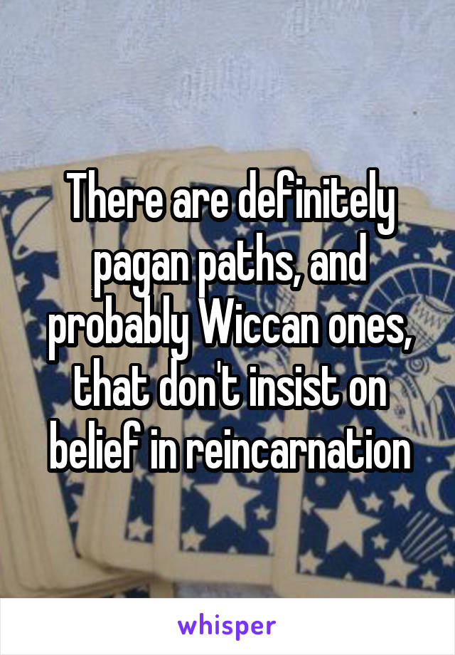 There are definitely pagan paths, and probably Wiccan ones, that don't insist on belief in reincarnation