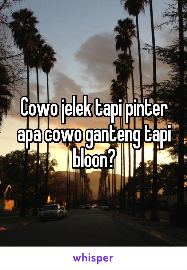 Cowo jelek tapi pinter apa cowo ganteng tapi bloon?