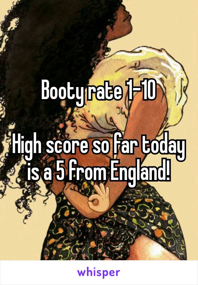 Booty rate 1-10

High score so far today is a 5 from England! 👌