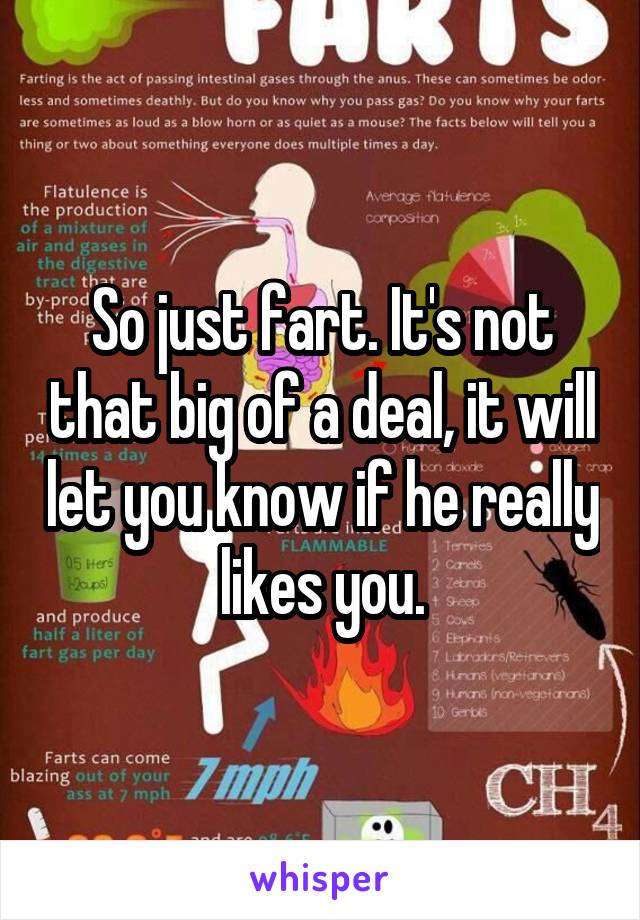 So just fart. It's not that big of a deal, it will let you know if he really likes you.