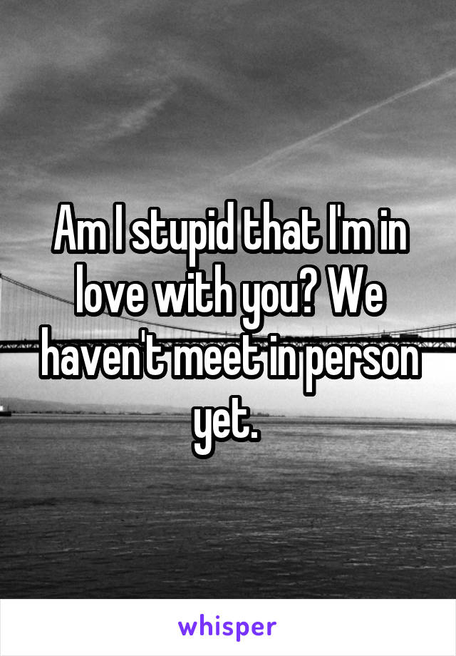 Am I stupid that I'm in love with you? We haven't meet in person yet. 