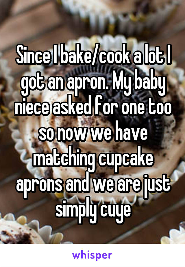 Since I bake/cook a lot I got an apron. My baby niece asked for one too so now we have matching cupcake aprons and we are just simply cuye