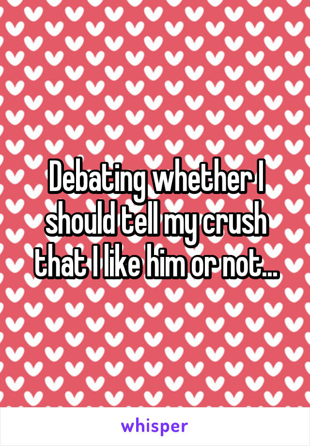 Debating whether I should tell my crush that I like him or not...