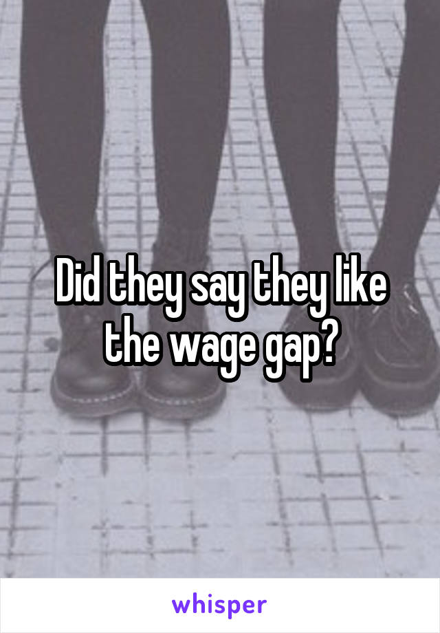 Did they say they like the wage gap?