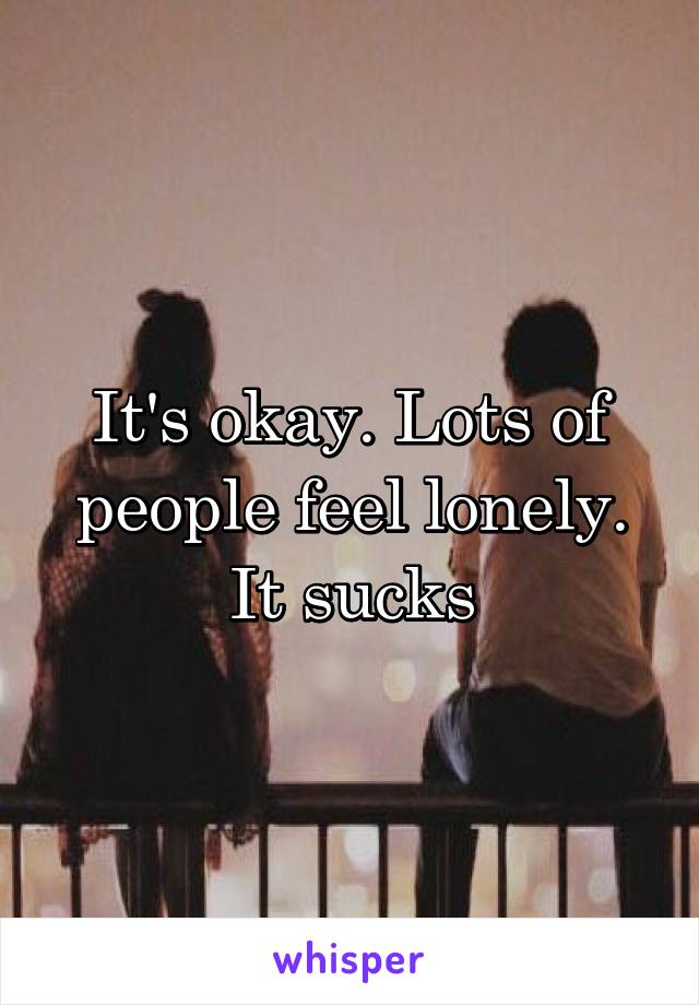 It's okay. Lots of people feel lonely. It sucks