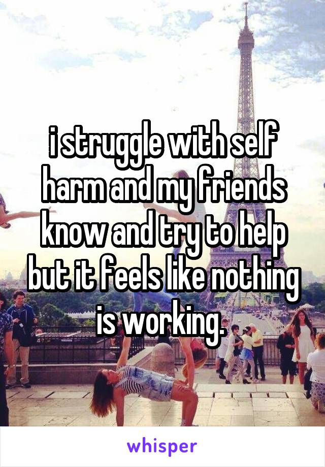 i struggle with self harm and my friends know and try to help but it feels like nothing is working. 