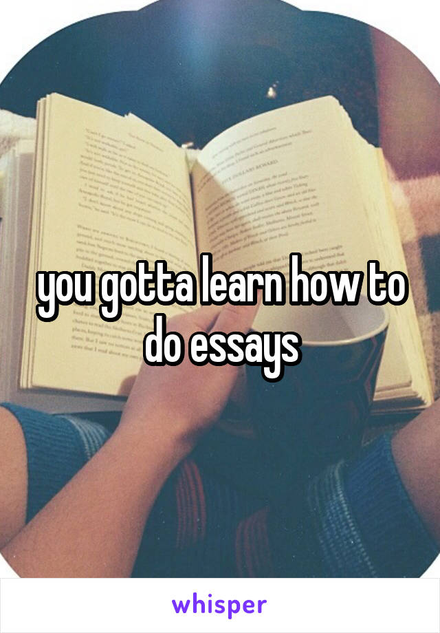 you gotta learn how to do essays