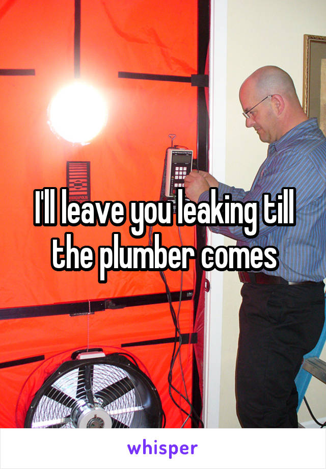 I'll leave you leaking till the plumber comes