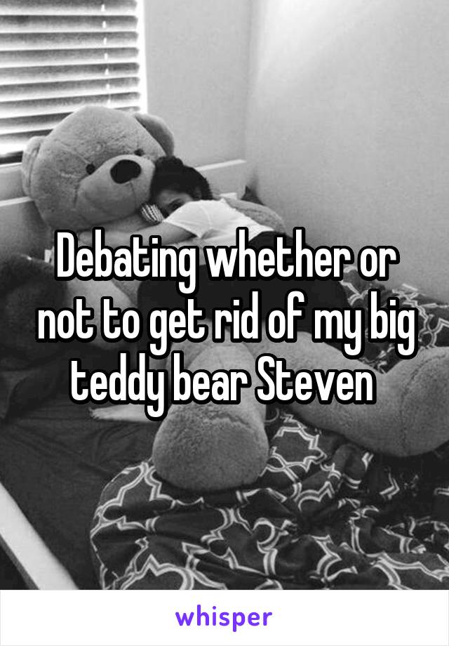 Debating whether or not to get rid of my big teddy bear Steven 