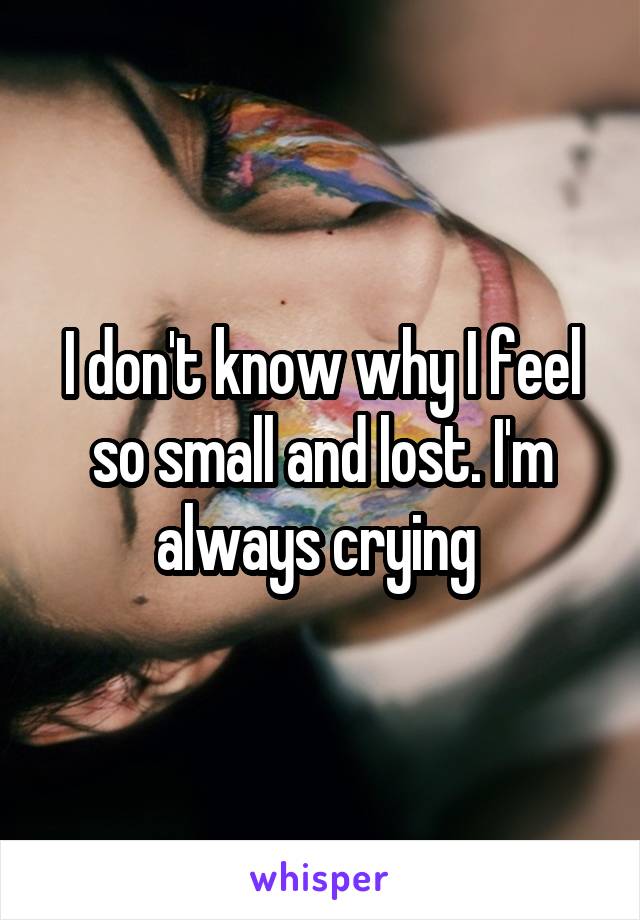 I don't know why I feel so small and lost. I'm always crying 