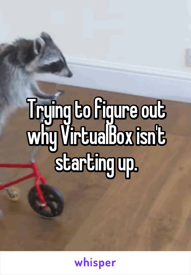 Trying to figure out why VirtualBox isn't starting up.