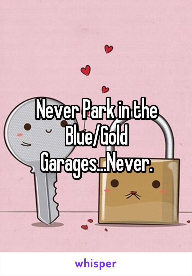 Never Park in the Blue/Gold Garages...Never.