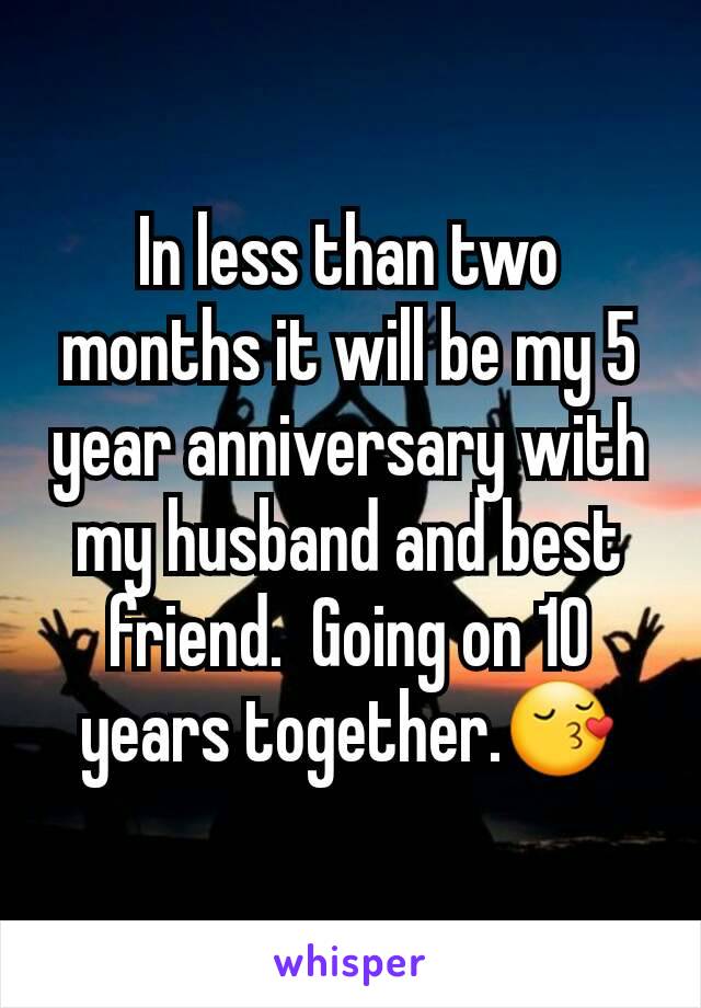 In less than two months it will be my 5 year anniversary with my husband and best friend.  Going on 10 years together.😚