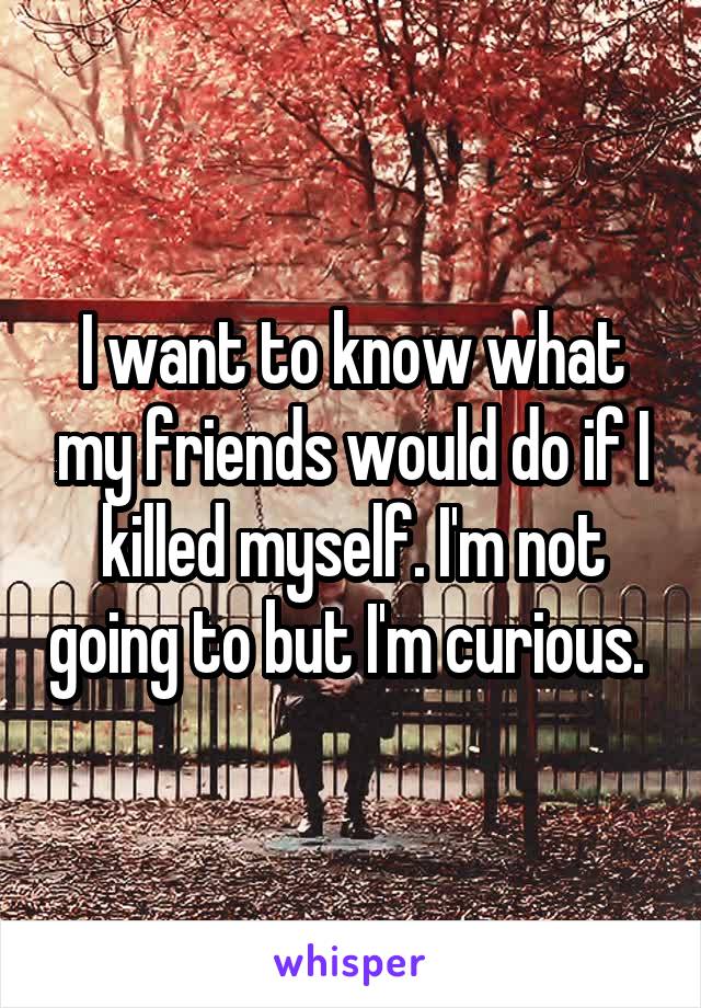 I want to know what my friends would do if I killed myself. I'm not going to but I'm curious. 