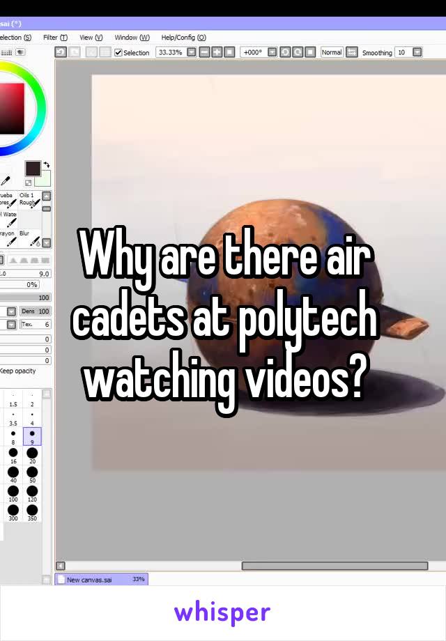 Why are there air cadets at polytech watching videos?