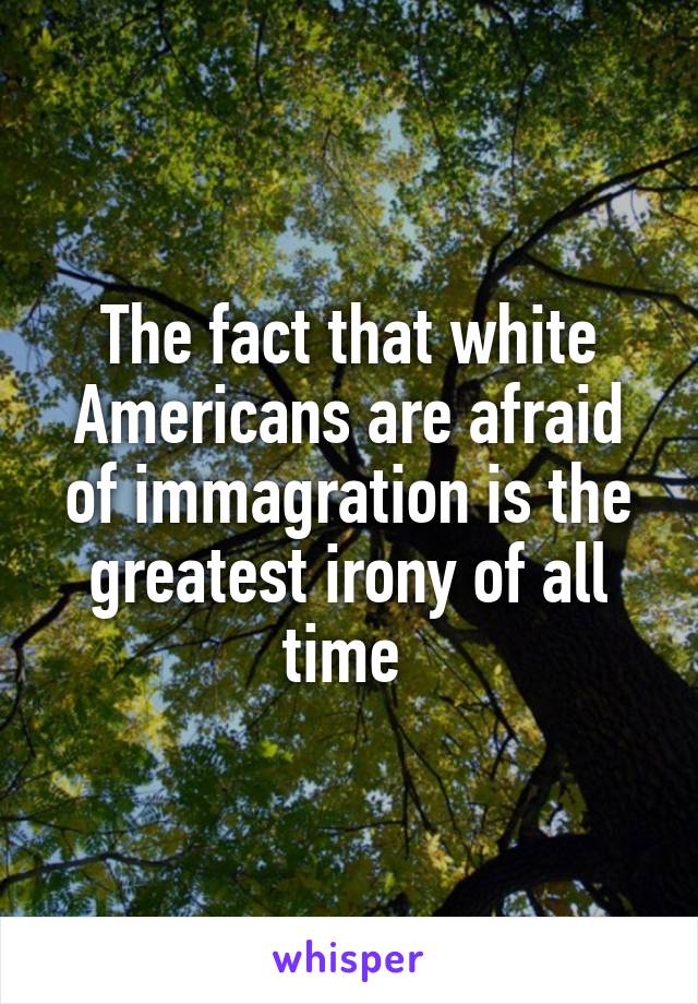 The fact that white Americans are afraid of immagration is the greatest irony of all time 