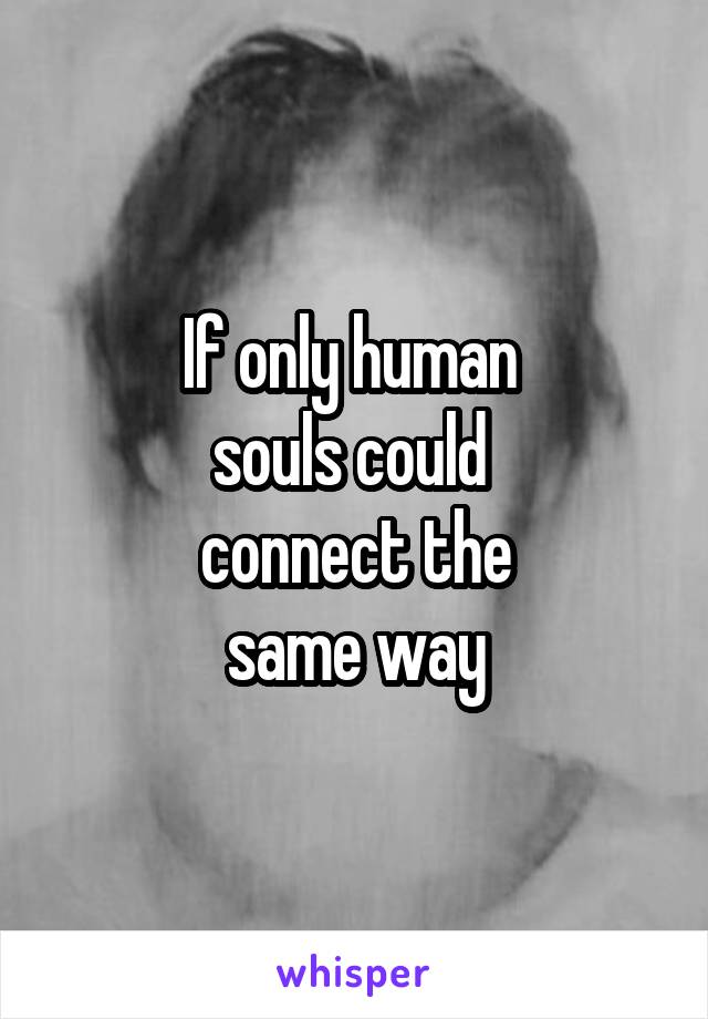 If only human 
souls could 
connect the
same way