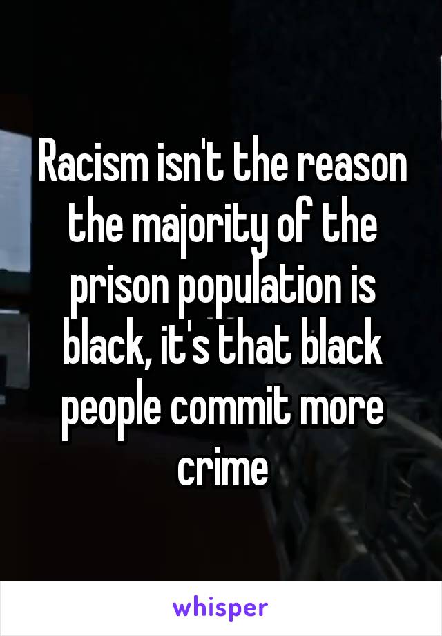 Racism isn't the reason the majority of the prison population is black, it's that black people commit more crime