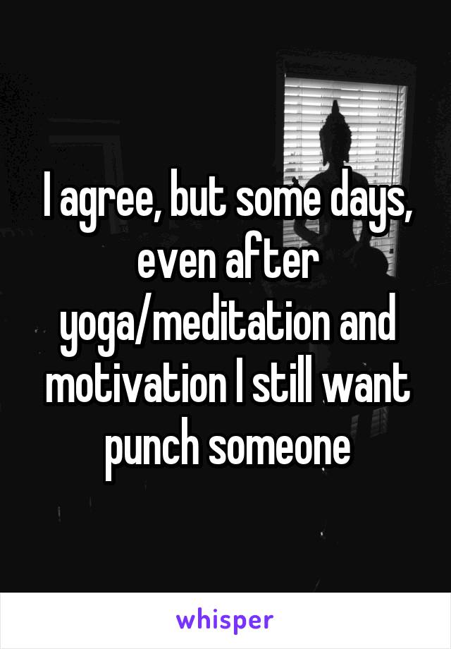 I agree, but some days, even after yoga/meditation and motivation I still want punch someone